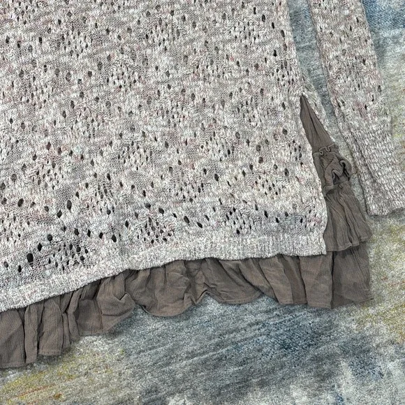 Knox Rose Sheer Knit‎ Tunic Sweater Ruffle Hem Academia Coquette Cottagecore L - Picture 13 of 15